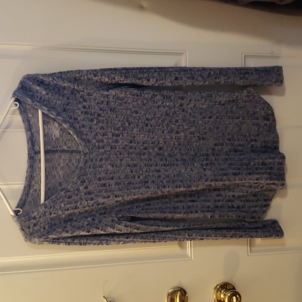 3/$10 No Boundaries Blue Ribbed See-Through Sweater Sz M